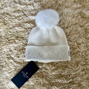 Gorski Knit Winter Beanie/Hat with Fox Pompom